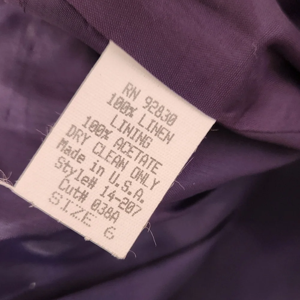 VTG KELLY GRAHAM 100% Linen Navy Blue Dress, size 6 - Picture 10 of 13